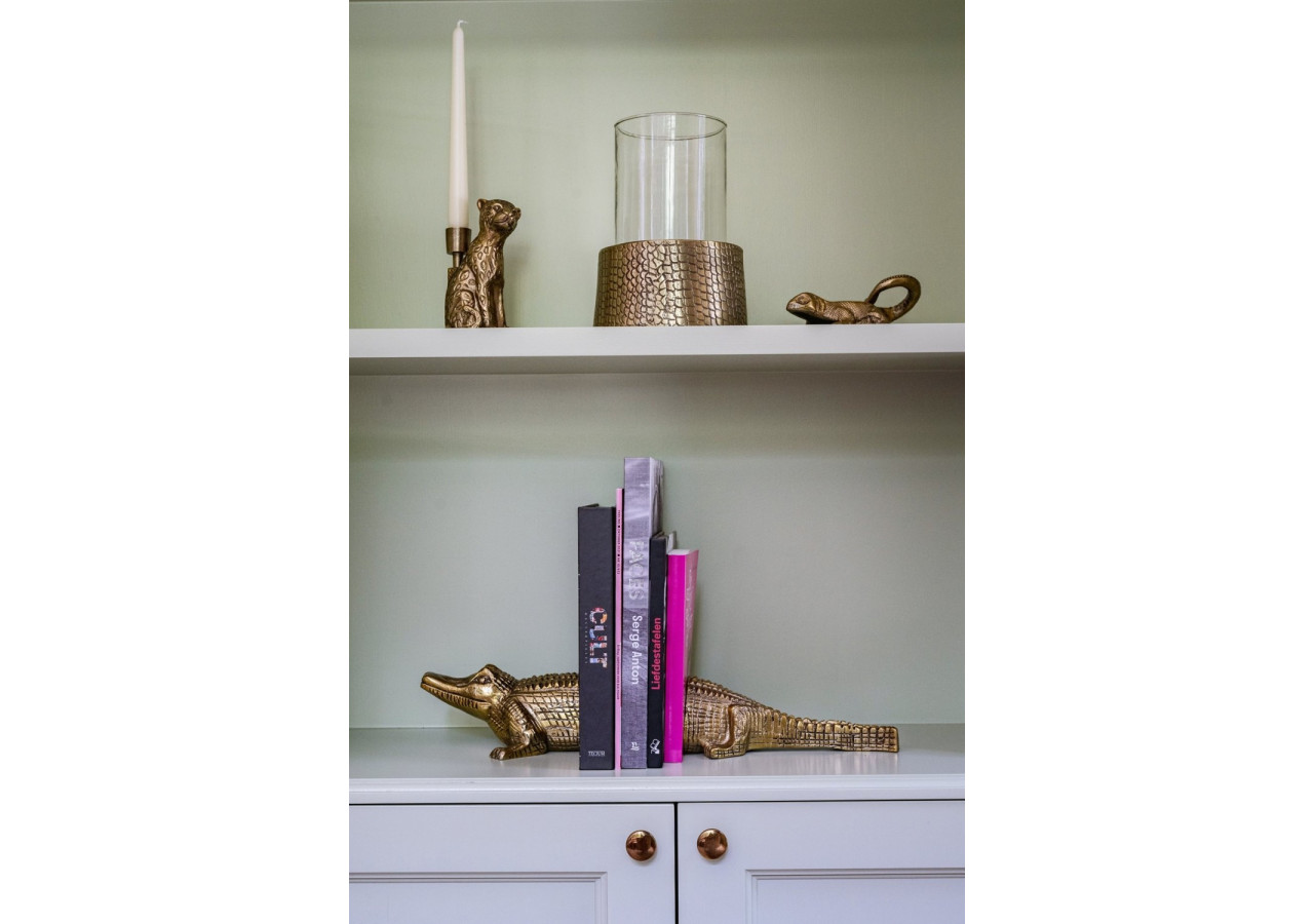Support de bougie Croco avec verre - Finition laiton - L - INAB016Bra-L - Bazar Bizar