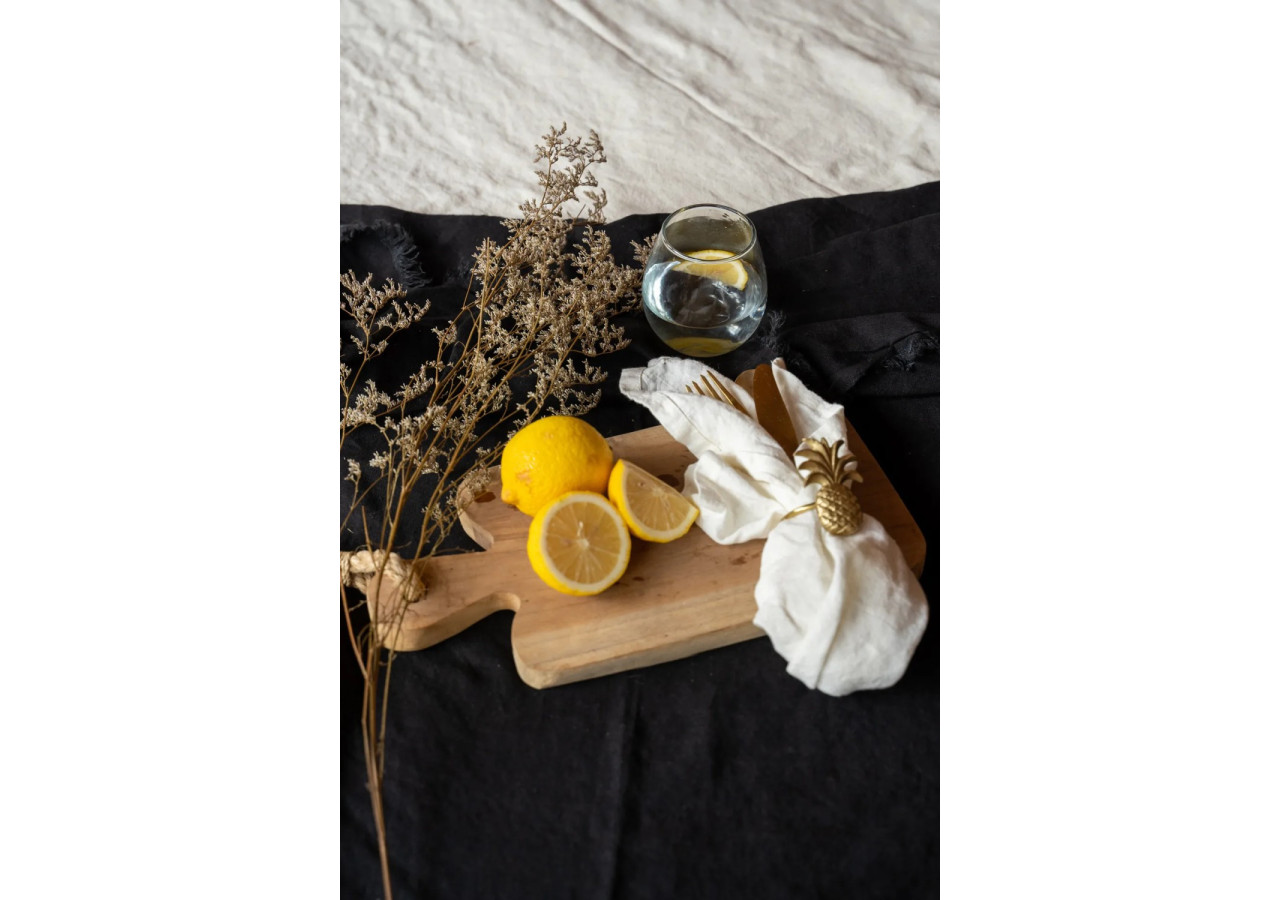 Serviette en lin - Blanche - Lot de 4 - INMAX001W-45x45-SET4 - Bazar Bizar