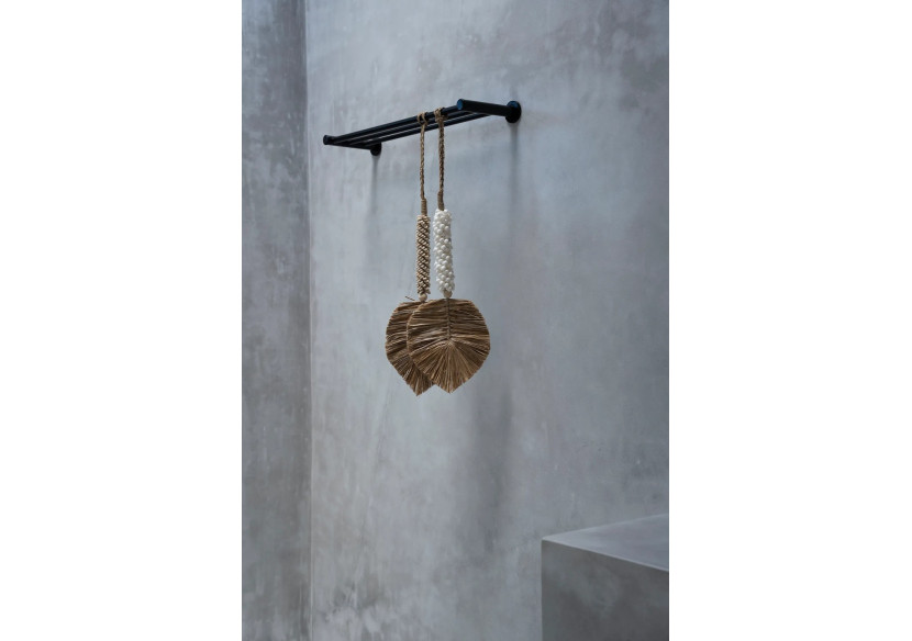 Tassel en Coquillages et Raffia - Blanc Naturel - BALE081WN - Bazar Bizar