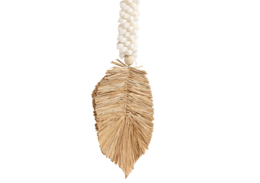 Tassel en Coquillages et Raffia - Blanc Naturel - BALE081WN - Bazar Bizar