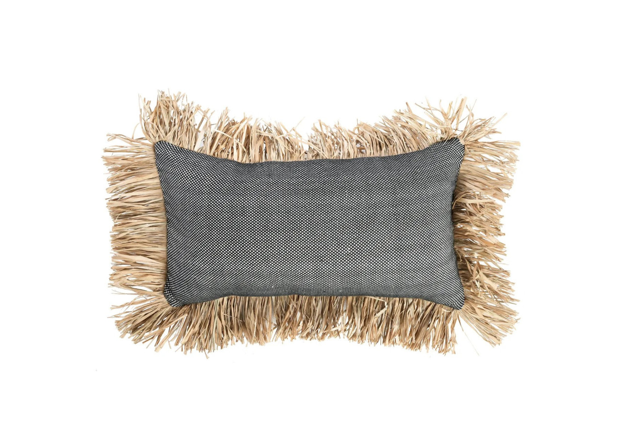Housse de Coussin Coton Bonita - Naturel Noir - 30x50 - JABR067NB-30x50 - Bazar Bizar