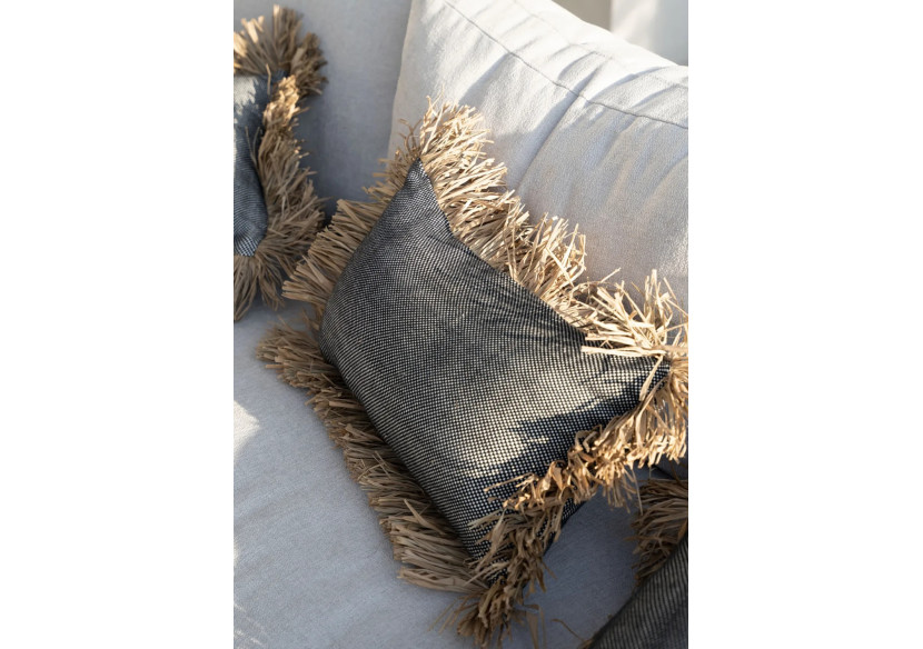 Housse de Coussin Coton Bonita - Naturel Noir - 30x50 - JABR067NB-30x50 - Bazar Bizar