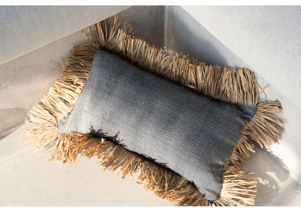 Housse de Coussin Coton Bonita - Naturel Noir - 30x50 - JABR067NB-30x50 - Bazar Bizar