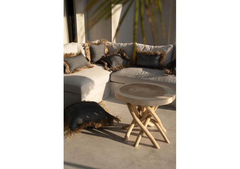 Housse de Coussin Coton Bonita - Naturel Noir - 30x50 - JABR067NB-30x50 - Bazar Bizar