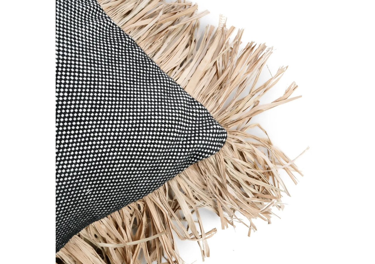 Housse de Coussin Coton Bonita - Naturel Noir - 30x50 - JABR067NB-30x50 - Bazar Bizar