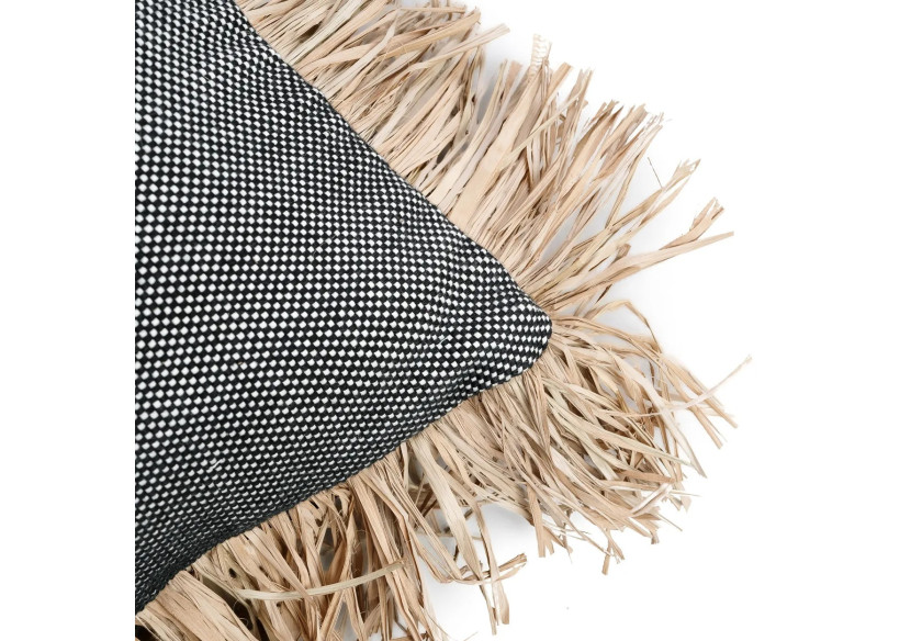 Housse de Coussin Coton Bonita - Naturel Noir - 30x50 - JABR067NB-30x50 - Bazar Bizar