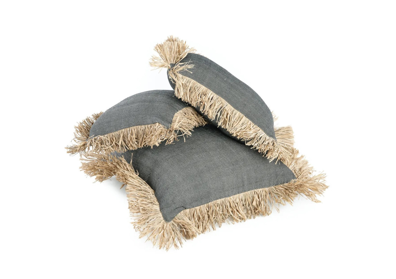 Housse de Coussin Coton Bonita - Naturel Noir - 30x50 - JABR067NB-30x50 - Bazar Bizar