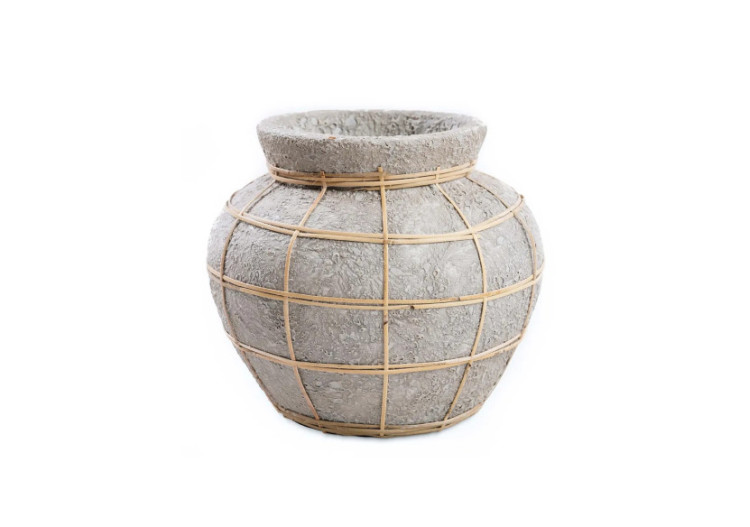 Vase Belly - Béton Naturel - Taille M - JABR087ConN-M - Bazar Bizar