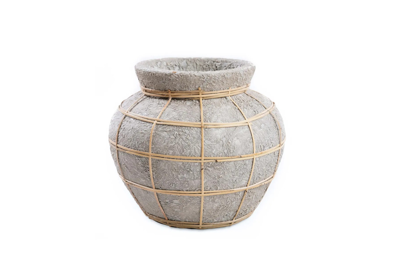 Vase Belly - Béton Naturel - Taille M - JABR087ConN-M - Bazar Bizar