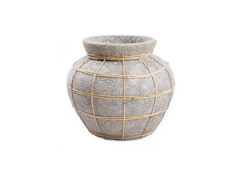 Vase Belly - Béton Naturel - Taille M - JABR087ConN-M - Bazar Bizar
