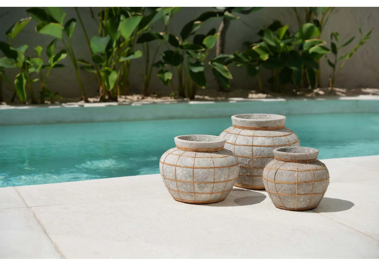 Vase Belly - Béton Naturel - Taille M - JABR087ConN-M - Bazar Bizar