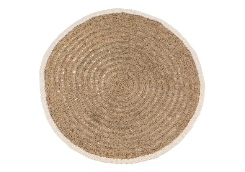 Tapis Rond en Algues et Coton - Blanc Naturel - 150 - BAVE023NW-150 - Bazar Bizar