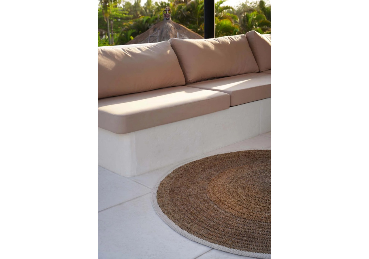 Tapis Rond en Algues et Coton - Blanc Naturel - 150 - BAVE023NW-150 - Bazar Bizar