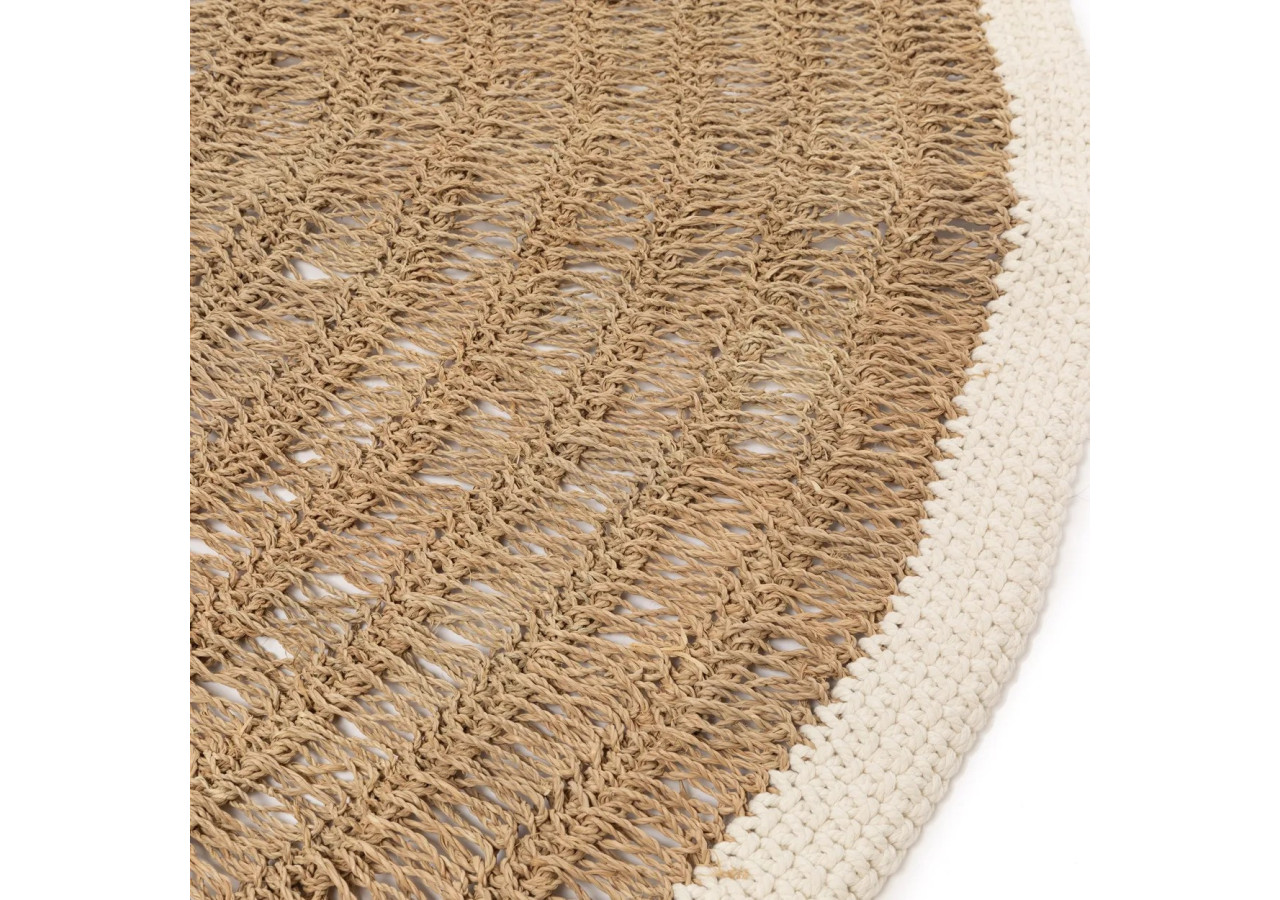 Tapis Rond en Algues et Coton - Blanc Naturel - 150 - BAVE023NW-150 - Bazar Bizar