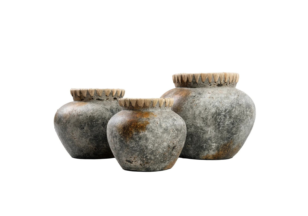 Vase Styly - Gris Antique - Taille L - JABR041AG-L - Bazar Bizar