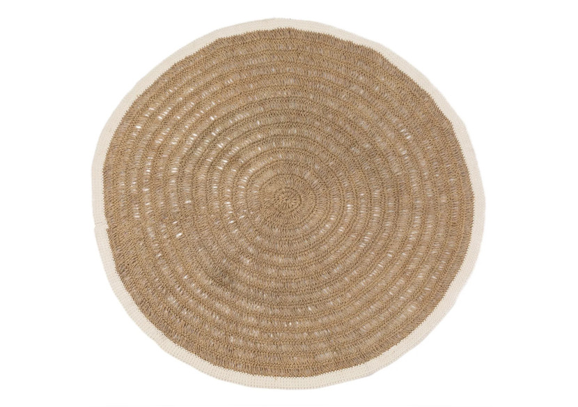 Tapis Rond en Algues et Coton - Blanc Naturel - 200 - BAVE023NW-200 - Bazar Bizar