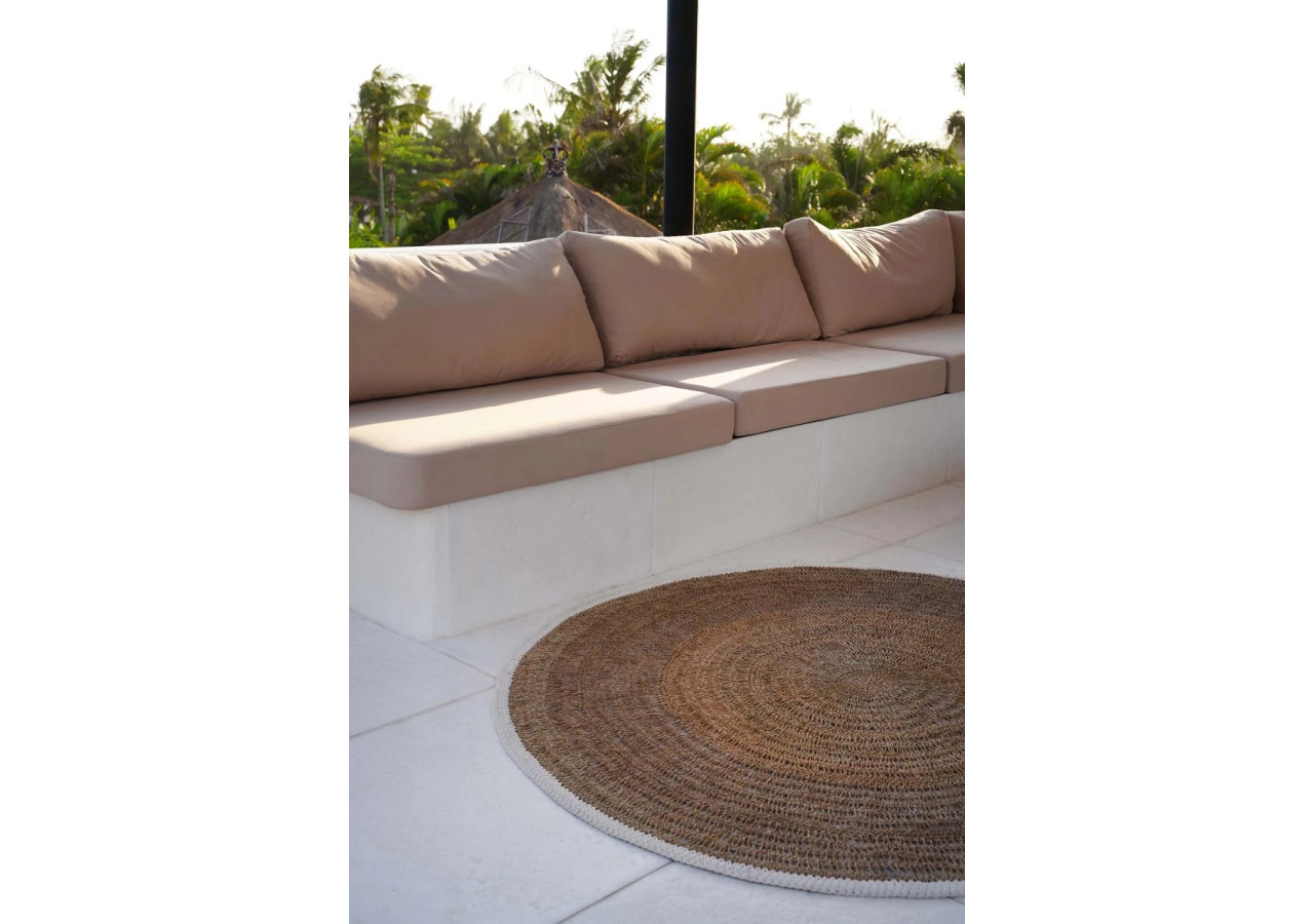 Tapis Rond en Algues et Coton - Blanc Naturel - 200 - BAVE023NW-200 - Bazar Bizar