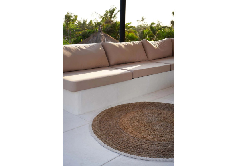 Tapis Rond en Algues et Coton - Blanc Naturel - 200 - BAVE023NW-200 - Bazar Bizar