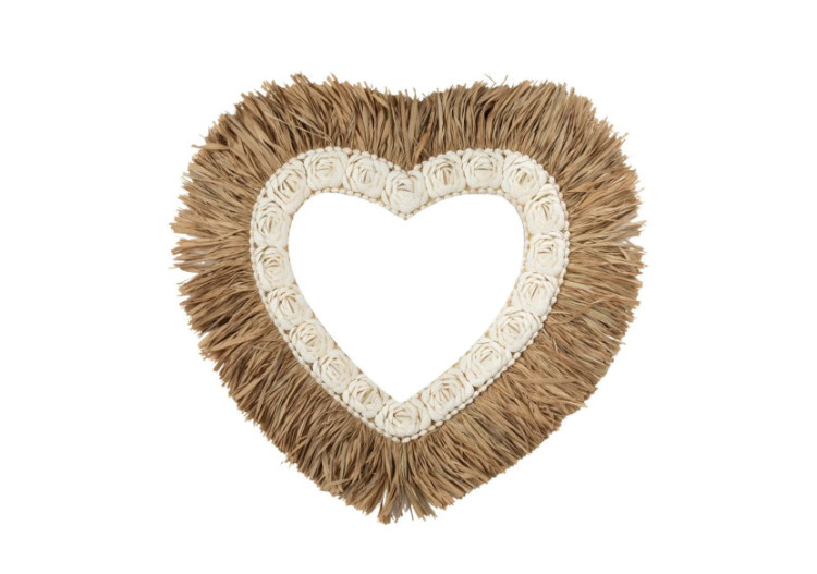 Cœur en Coquillages Raffia - Blanc Naturel - L - BAVE013NW - Bazar Bizar
