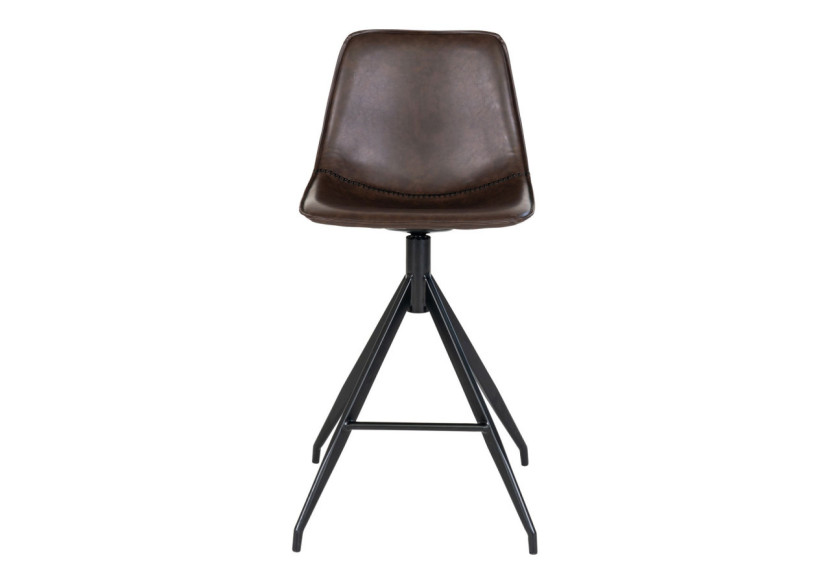 Chaise de Comptoir MONACO - PU marron avec pieds noirs - 1001321 - House Nordic
