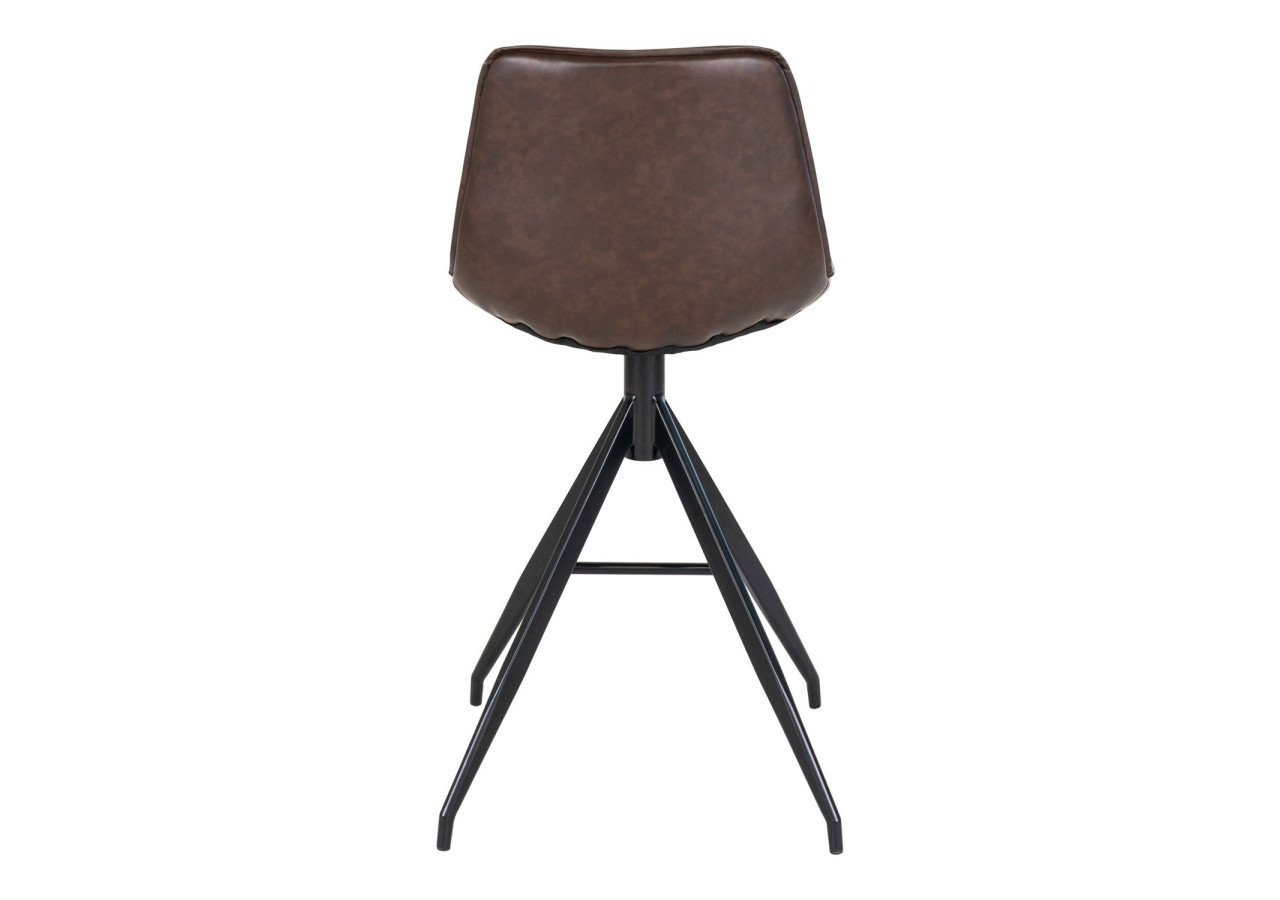 Chaise de Comptoir MONACO - PU marron avec pieds noirs - 1001321 - House Nordic