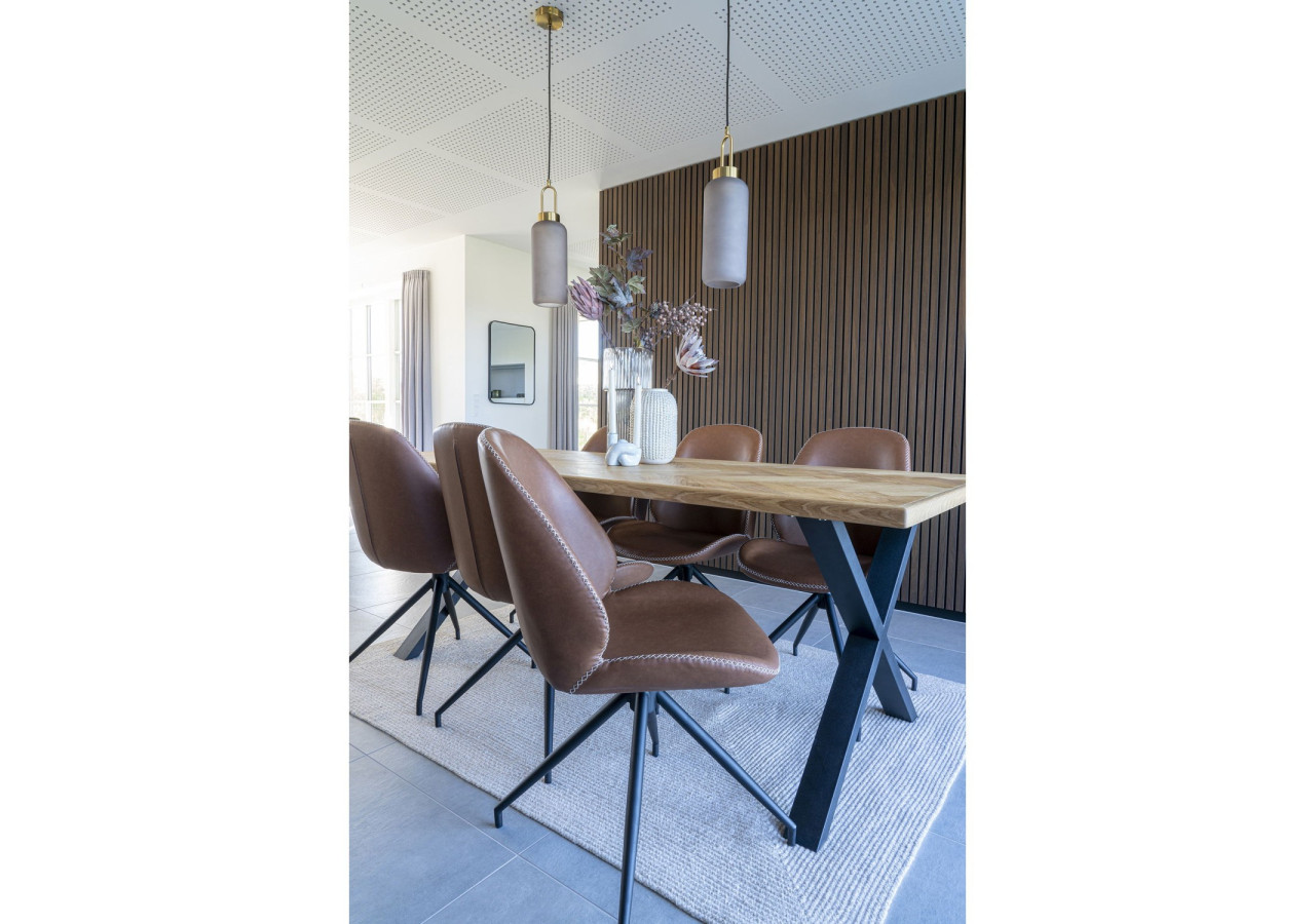 Chaise de Salle à Manger MONTE CARLO - PU vintage avec pieds noirs - 1001350 - House Nordic
