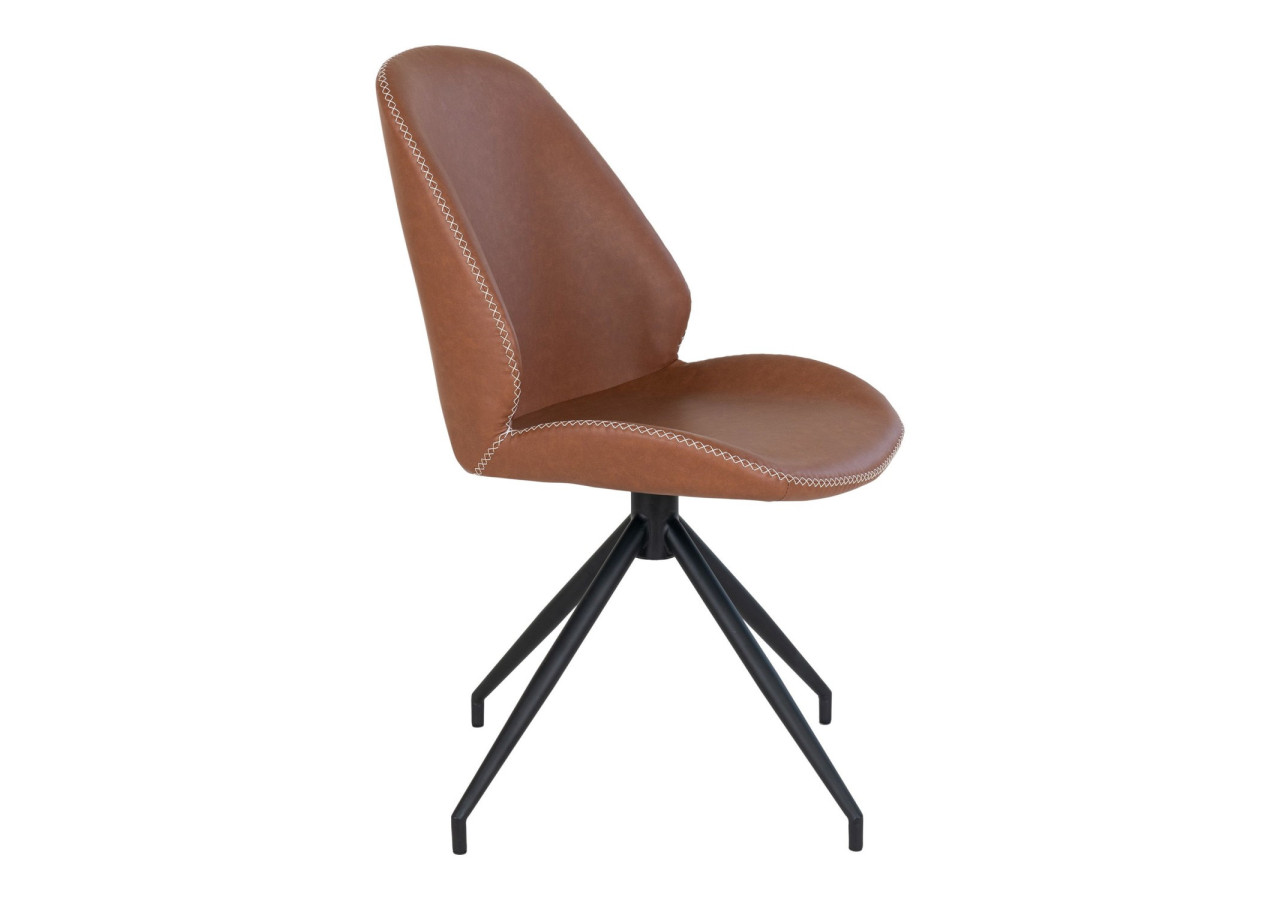 Chaise de Salle à Manger MONTE CARLO - PU vintage avec pieds noirs - 1001350 - House Nordic