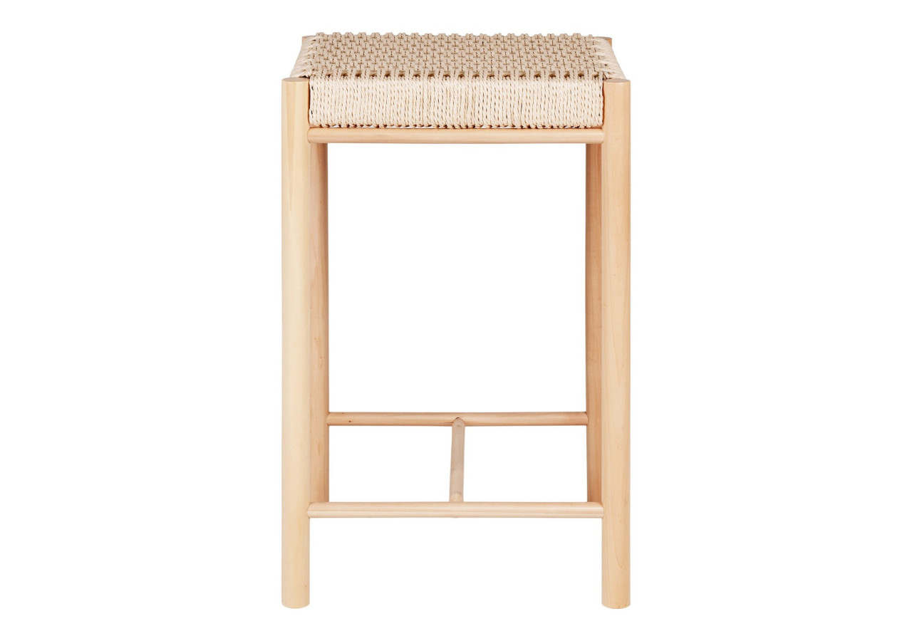 Chaise de Comptoir ABANO - Bois de peuplier avec siège en osier naturel - 1001480 - House Nordic