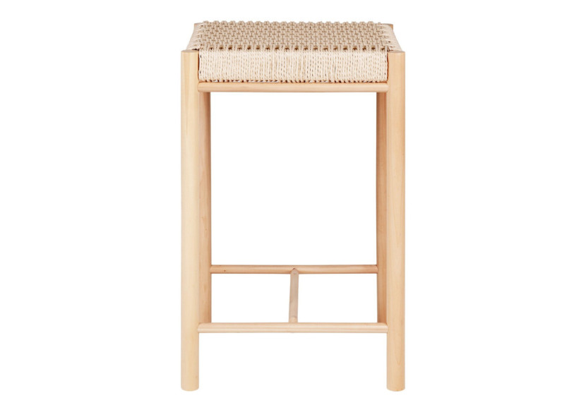 Chaise de Comptoir ABANO - Bois de peuplier avec siège en osier naturel - 1001480 - House Nordic