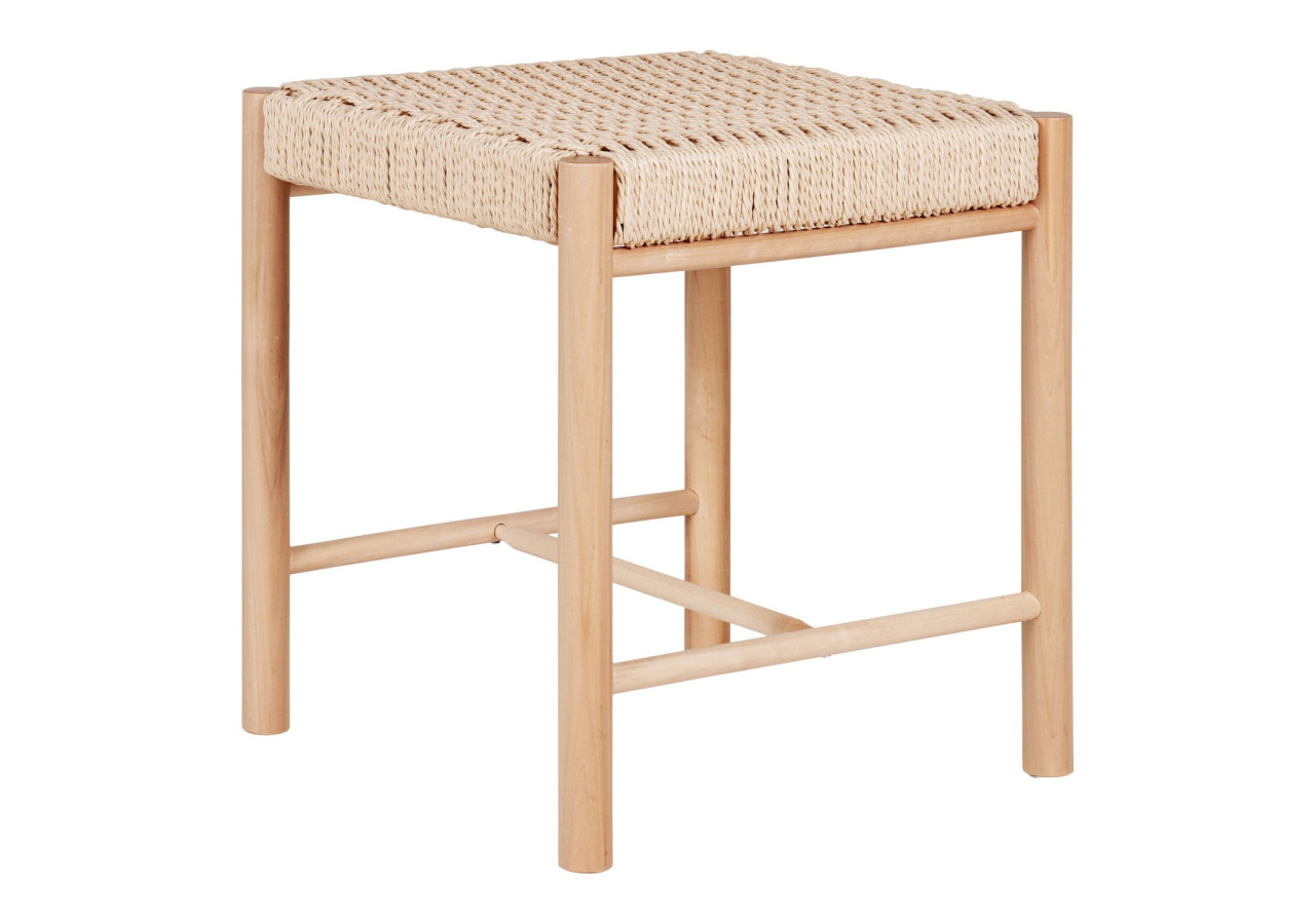 Tabouret ABANO - Bois de peuplier avec siège en osier naturel - 1501150 - House Nordic