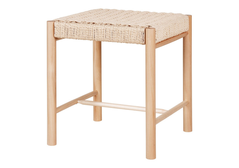 Tabouret ABANO - Bois de peuplier avec siège en osier naturel - 1501150 - House Nordic