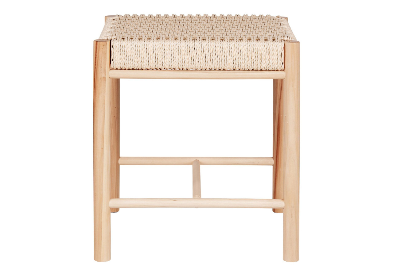 Tabouret ABANO - Bois de peuplier avec siège en osier naturel - 1501150 - House Nordic