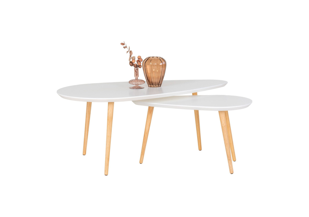 Table Basse VADO - Blanche avec pieds naturels, 60x110x45 cm - 2102020 - House Nordic