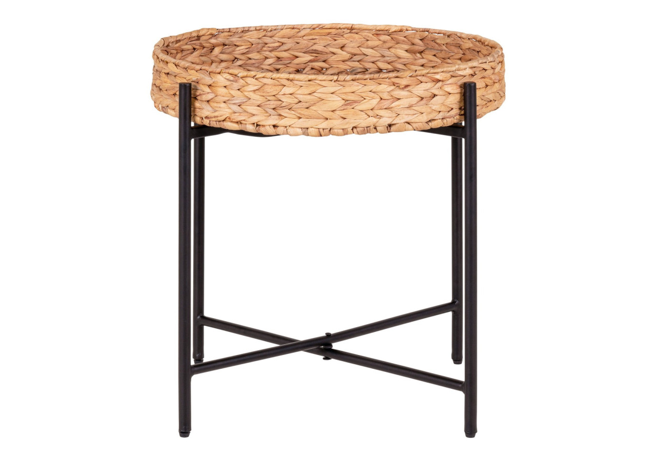 Table d'appoint Naro - Métal et jonc de bananier, ronde, 50x48,5 cm - 2105005 - House Nordic