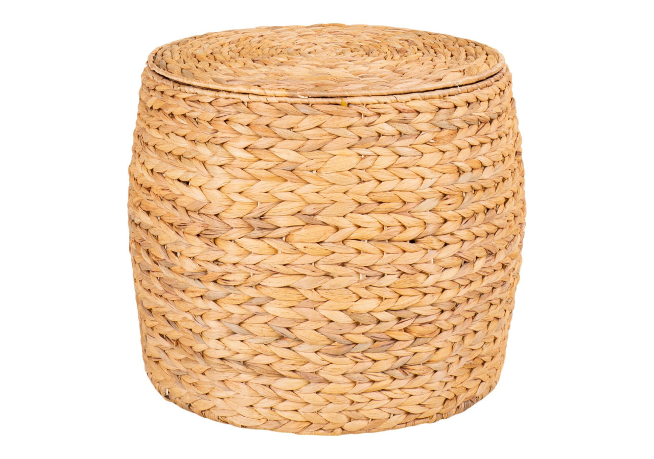 Table d'appoint Delia - Ronde avec rangement, jonc de bananier, 43x34 cm - 2105006 - House Nordic