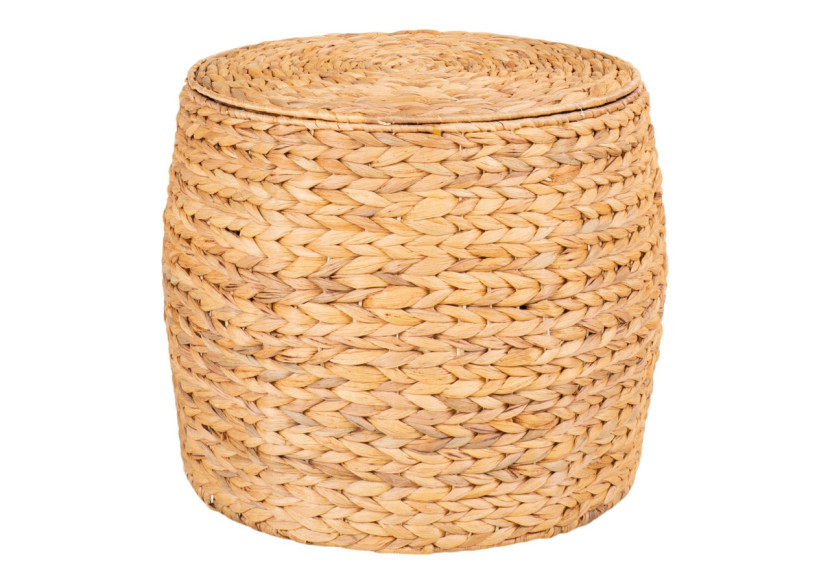 Table d'appoint Delia - Ronde avec rangement, jonc de bananier, 43x34 cm - 2105006 - House Nordic