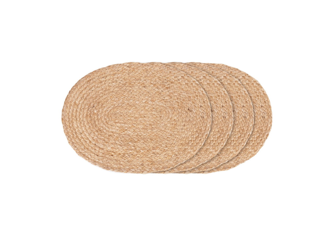 Set de 4 sous-assiettes Bombay - Jute tressé, ovales, 35x45 cm - 3984003 - House Nordic