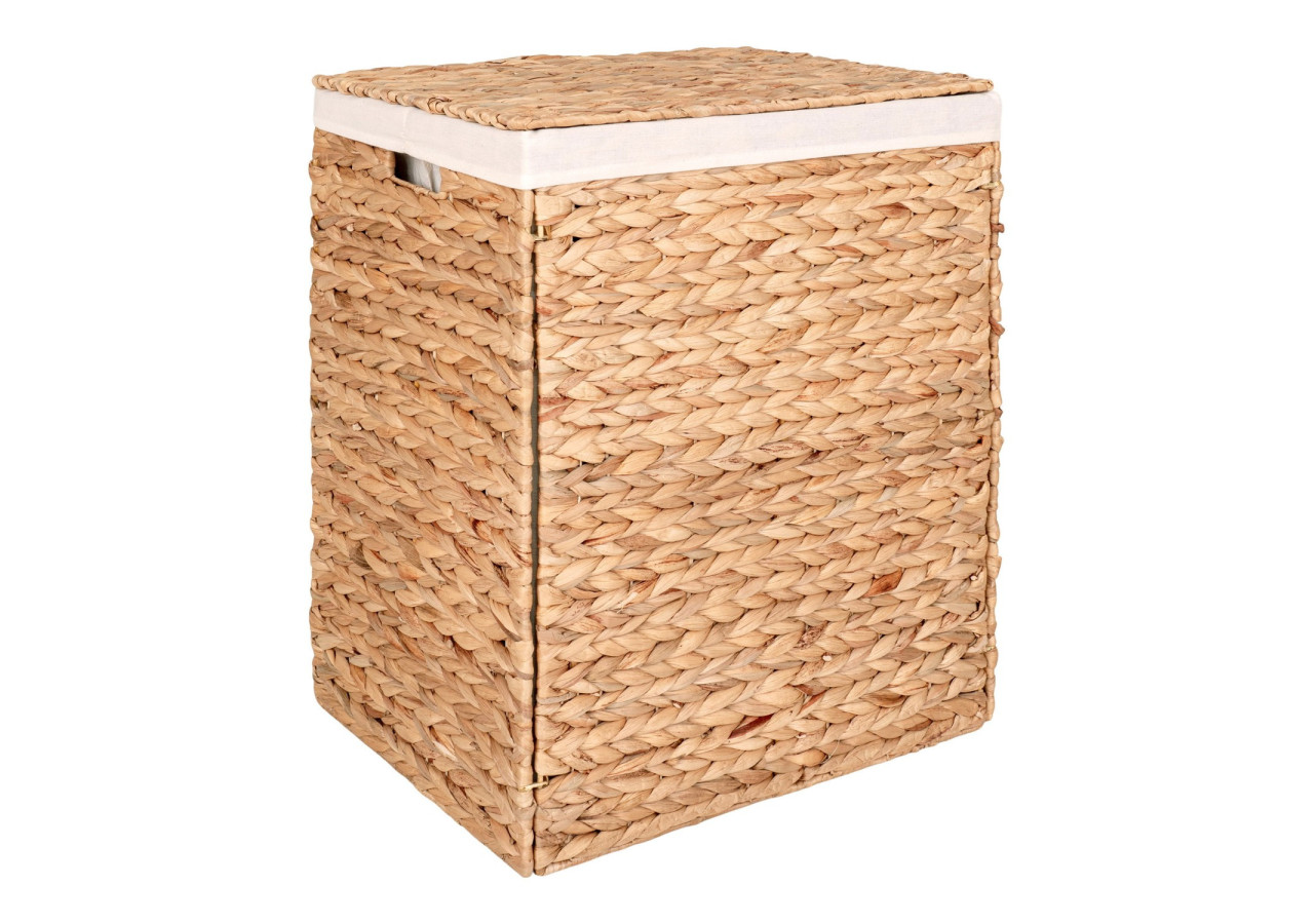 Panier à Linge PASSO - Panier rectangulaire en jonc d'eau avec couvercle 43 x 32 x 55 cm - 4401365 - House Nordic