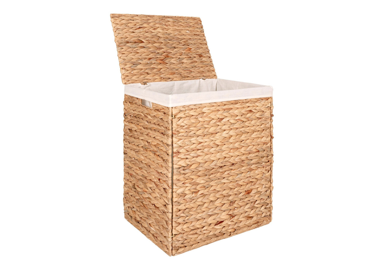 Panier à Linge PASSO - Panier rectangulaire en jonc d'eau avec couvercle 43 x 32 x 55 cm - 4401365 - House Nordic