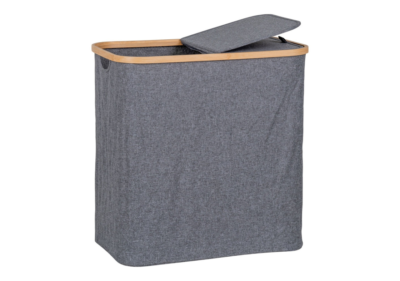 Panier à Linge NOTO - Panier en bambou et textile gris foncé 54 x 33 x 54 cm - 4401500 - House Nordic