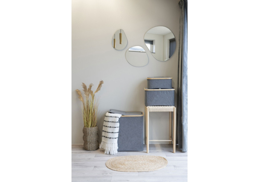 Panier à Linge NOTO - Panier en bambou et textile gris foncé 54 x 33 x 54 cm - 4401500 - House Nordic