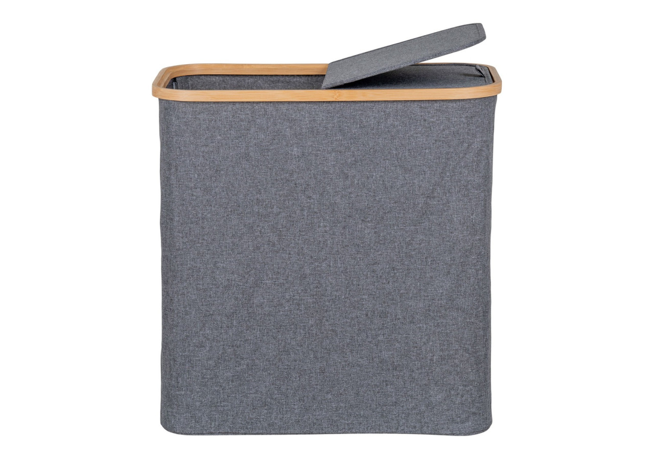 Panier à Linge NOTO - Panier en bambou et textile gris foncé 54 x 33 x 54 cm - 4401500 - House Nordic