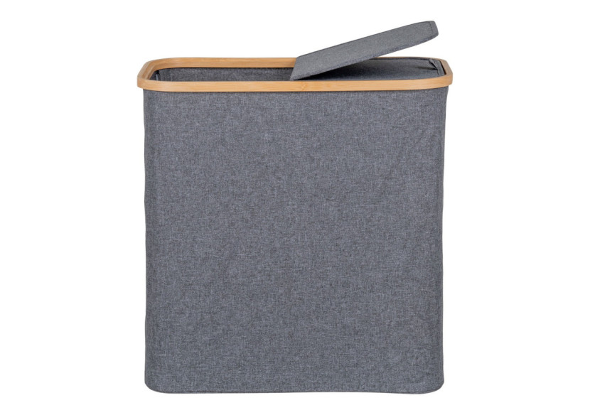 Panier à Linge NOTO - Panier en bambou et textile gris foncé 54 x 33 x 54 cm - 4401500 - House Nordic
