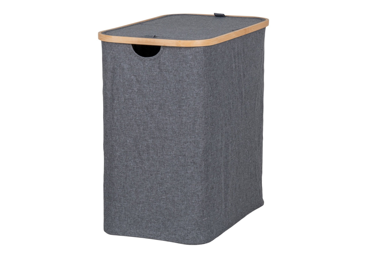 Panier à Linge NOTO - Panier en bambou et textile gris foncé 54 x 33 x 54 cm - 4401500 - House Nordic
