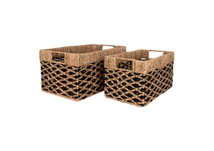 Paniers SALAT - Ensemble de 2 paniers en herbe de mer noir et naturel - 4401527 - House Nordic