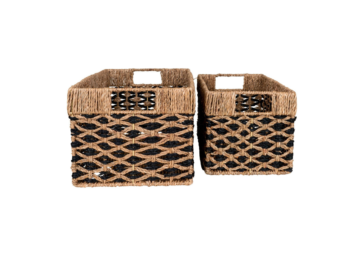 Paniers SALAT - Ensemble de 2 paniers en herbe de mer noir et naturel - 4401527 - House Nordic