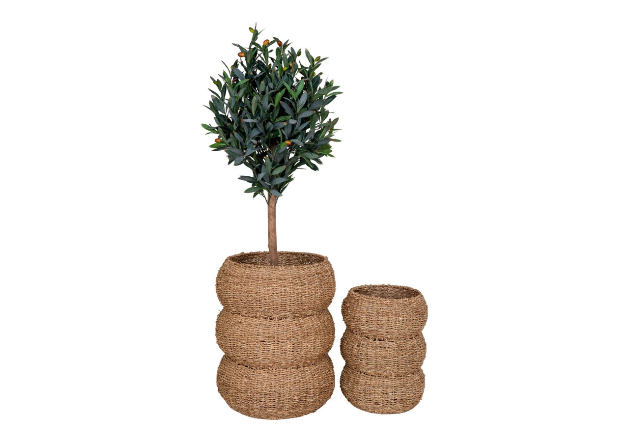 Paniers SARBAS - Ensemble de 2 paniers ronds en herbe de mer naturel - 4401530 - House Nordic