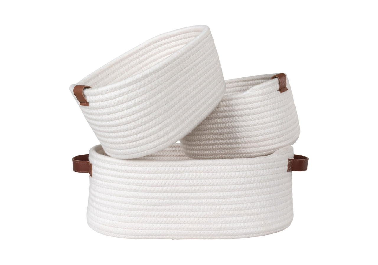 Paniers JARANA - Ensemble de 3 paniers en coton blanc - 4401532 - House Nordic