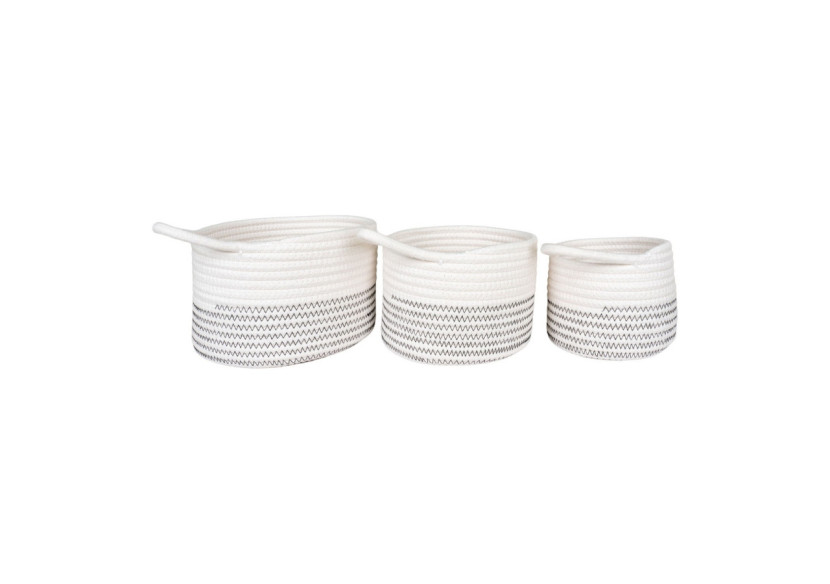 Baskets ALGAR - Ensemble de 3 paniers ronds en coton blanc/gris - 4401533 - House Nordic Baskets ALGAR - Ensemble de 3 paniers ronds en coton blanc/gris - 4401533 - House Nordic