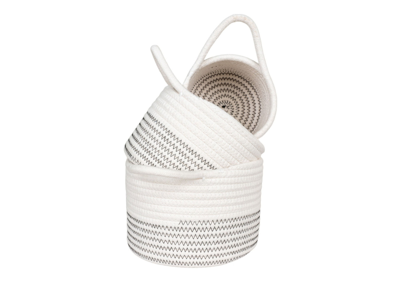 Baskets ALGAR - Ensemble de 3 paniers ronds en coton blanc/gris - 4401533 - House Nordic